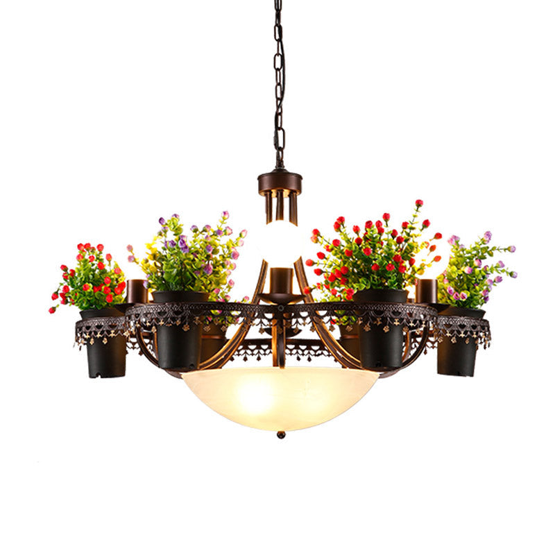 9 Lights Bare Bulb Chandelier Industrial Black Metal LED Flower Pendant Light for Restaurant Clearhalo 'Cast Iron' 'Ceiling Lights' 'Chandeliers' 'Industrial Chandeliers' 'Industrial' 'Metal' 'Middle Century Chandeliers' 'Rustic Chandeliers' 'Tiffany' Lighting' 391768