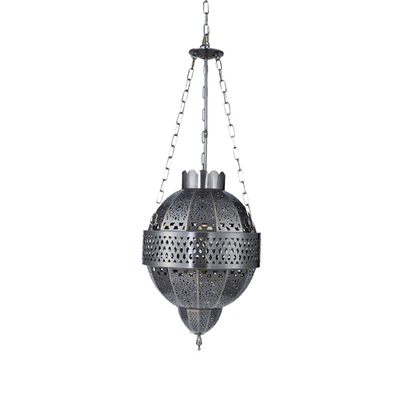 Global Metal Hanging Light Fixture Rustic 1 Bulb Living Room Suspension Pendant Lamp in Grey Clearhalo 'Ceiling Lights' 'Pendant Lights' 'Pendants' Lighting' 392112