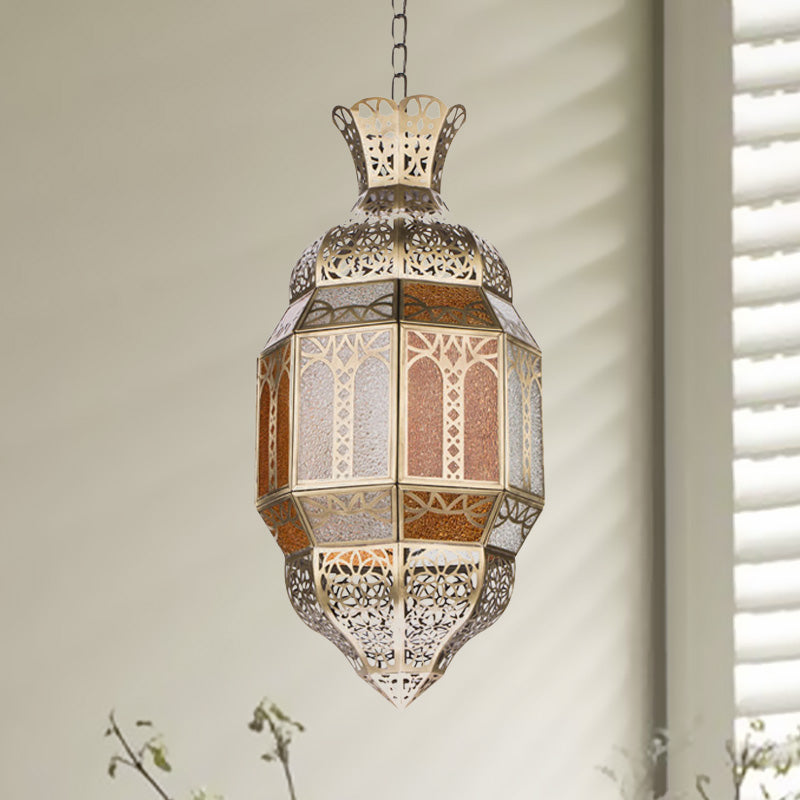 Metal Brass Finish Hanging Lighting Lantern 1-Head Traditional Ceiling Pendant Lamp Clearhalo 'Ceiling Lights' 'Pendant Lights' 'Pendants' Lighting' 392116