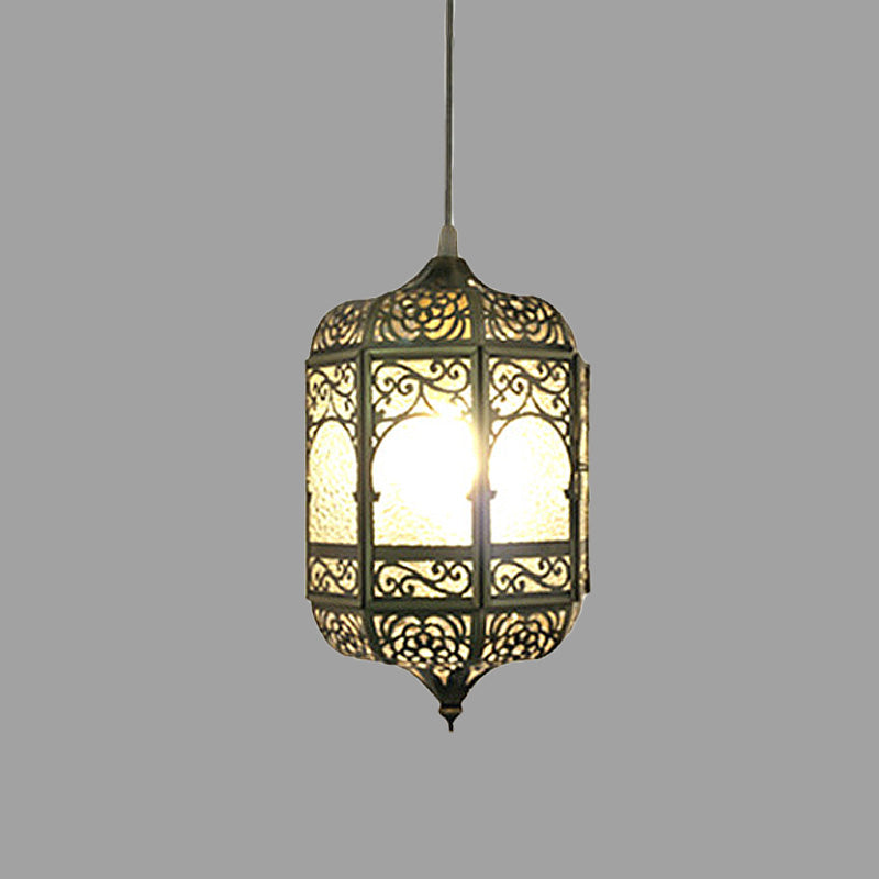 Antiqued Barrel Pendant Lighting 1 Bulb Metallic Hanging Ceiling Light in Brass for Corridor Clearhalo 'Ceiling Lights' 'Pendant Lights' 'Pendants' Lighting' 392138