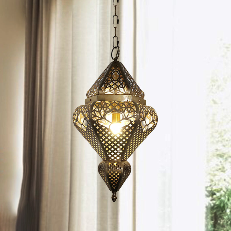 Brass 1 Light Pendant Lamp Traditional Metal Gourd Hanging Light Fixture for Living Room Clearhalo 'Ceiling Lights' 'Pendant Lights' 'Pendants' Lighting' 392141