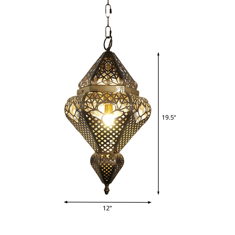 Brass 1 Light Pendant Lamp Traditional Metal Gourd Hanging Light Fixture for Living Room Clearhalo 'Ceiling Lights' 'Pendant Lights' 'Pendants' Lighting' 392144