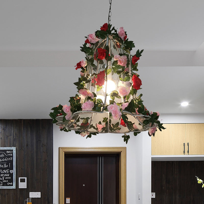 Pink/Light Pink Bell Pendant Lighting Industrial Metal 1 Head Restaurant LED Hanging Ceiling Light with Rose/Cherry Blossom Light Pink Clearhalo 'Art Deco Pendants' 'Cast Iron' 'Ceiling Lights' 'Ceramic' 'Crystal' 'Industrial Pendants' 'Industrial' 'Metal' 'Middle Century Pendants' 'Pendant Lights' 'Pendants' 'Tiffany' Lighting' 392314