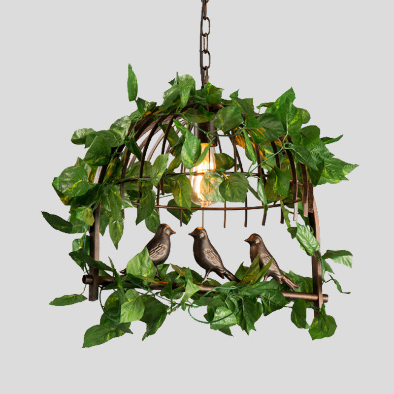 1 Bulb Birdcage Pendant Light Vintage Black Metal LED Plant Hanging Lamp for Restaurant Clearhalo 'Art Deco Pendants' 'Black' 'Cast Iron' 'Ceiling Lights' 'Ceramic' 'Crystal' 'Industrial Pendants' 'Industrial' 'Metal' 'Middle Century Pendants' 'Pendant Lights' 'Pendants' 'Rustic Pendants' 'Tiffany' Lighting' 392459