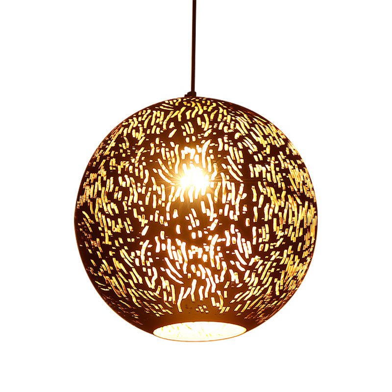 Globe Metallic Hanging Lighting Art Deco 1 Head Living Room Ceiling Pendant Lamp in Black/Silver/Brass Clearhalo 'Ceiling Lights' 'Pendant Lights' 'Pendants' Lighting' 392530