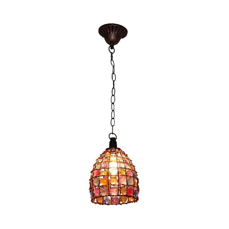 Dome/Globe Metal Hanging Pendant Bohemian 1 Head Restaurant Suspension Lamp in Rust, 6.5