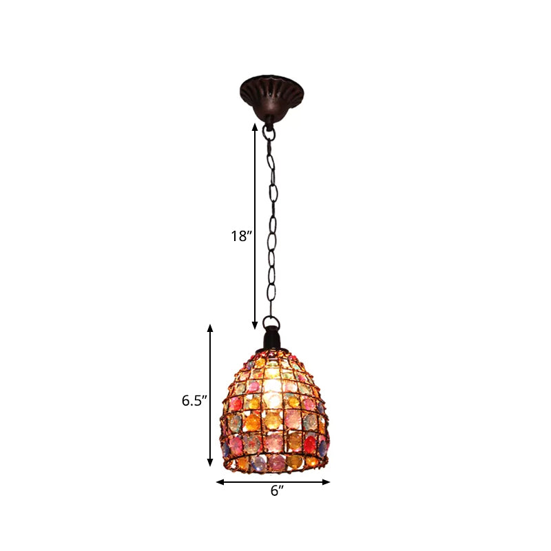 Dome/Globe Metal Hanging Pendant Bohemian 1 Head Restaurant Suspension Lamp in Rust, 6.5