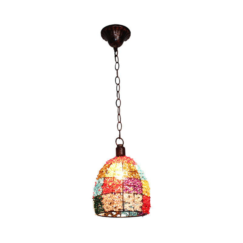 Dome/Globe Metal Hanging Pendant Bohemian 1 Head Restaurant Suspension Lamp in Rust, 6.5