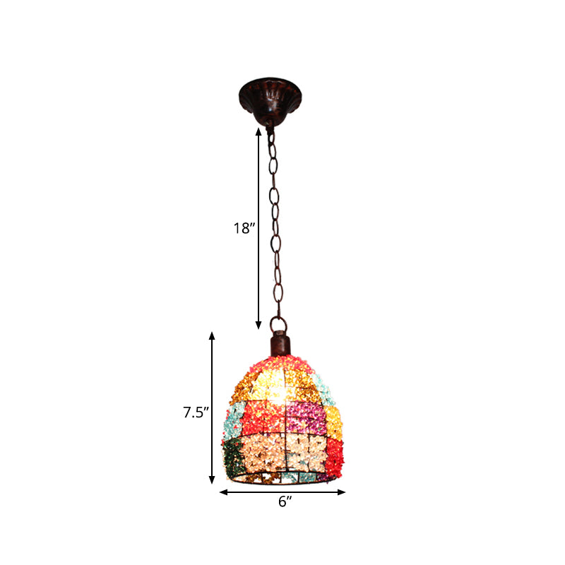 Dome/Globe Metal Hanging Pendant Bohemian 1 Head Restaurant Suspension Lamp in Rust, 6.5