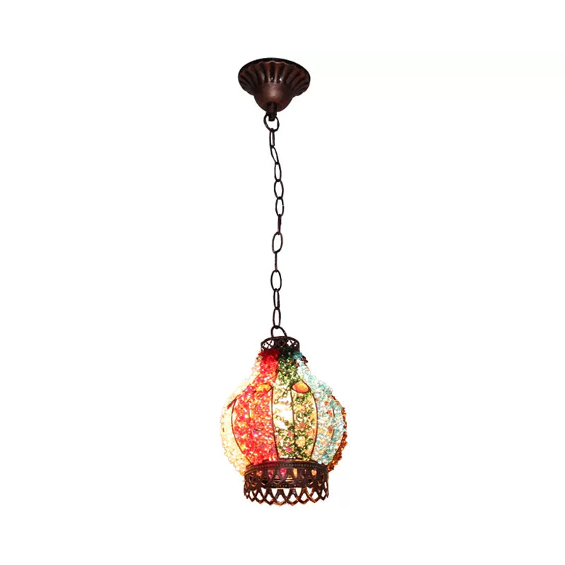 Dome/Globe Metal Hanging Pendant Bohemian 1 Head Restaurant Suspension Lamp in Rust, 6.5