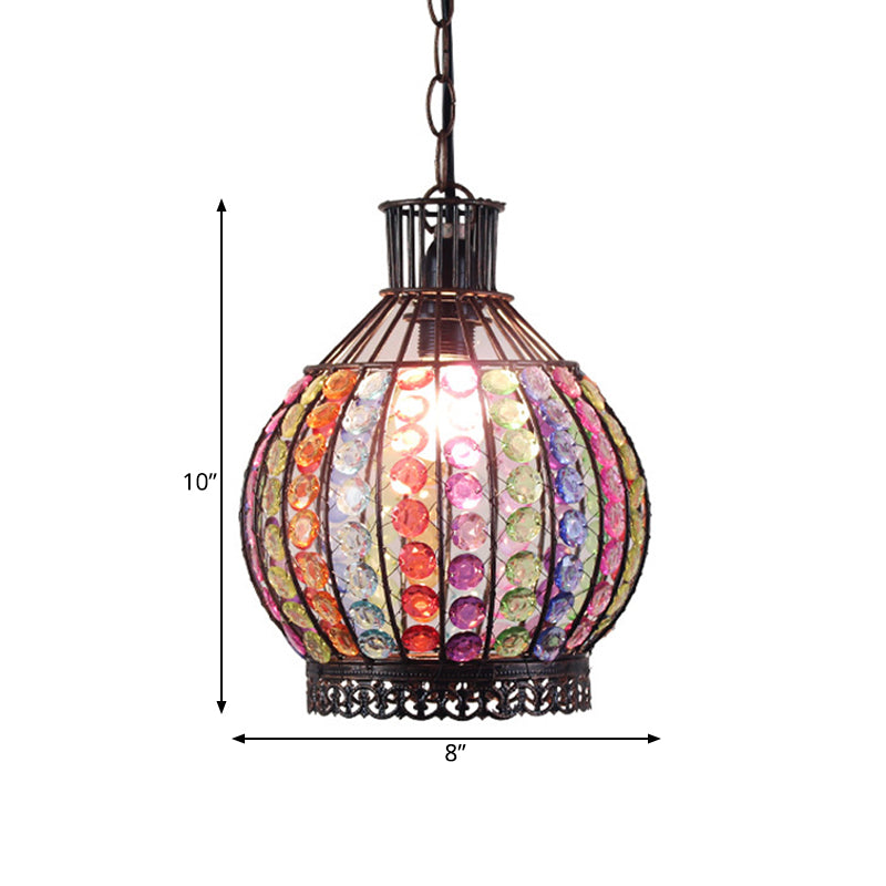 Sphere Restaurant Suspension Lighting Decorative Metal 1 Bulb Bronze Hanging Pendant Light Clearhalo 'Ceiling Lights' 'Pendant Lights' 'Pendants' Lighting' 392633