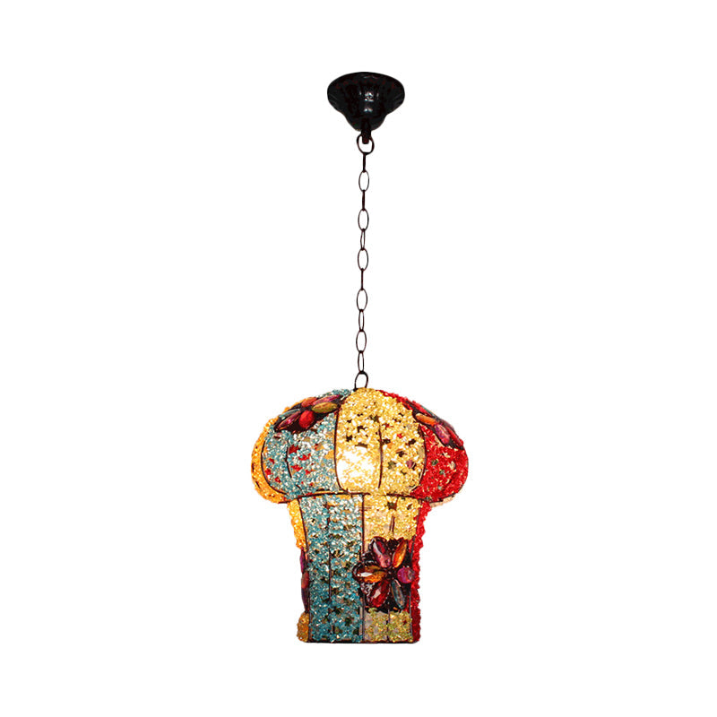 Mushroom Metal Hanging Pendant Decorative 1 Bulb Bedroom Ceiling Lamp in Yellow/Blue Clearhalo 'Ceiling Lights' 'Pendant Lights' 'Pendants' Lighting' 392656