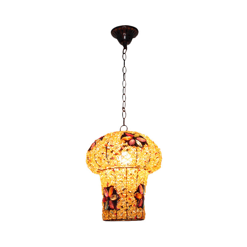 Mushroom Metal Hanging Pendant Decorative 1 Bulb Bedroom Ceiling Lamp in Yellow/Blue Clearhalo 'Ceiling Lights' 'Pendant Lights' 'Pendants' Lighting' 392659