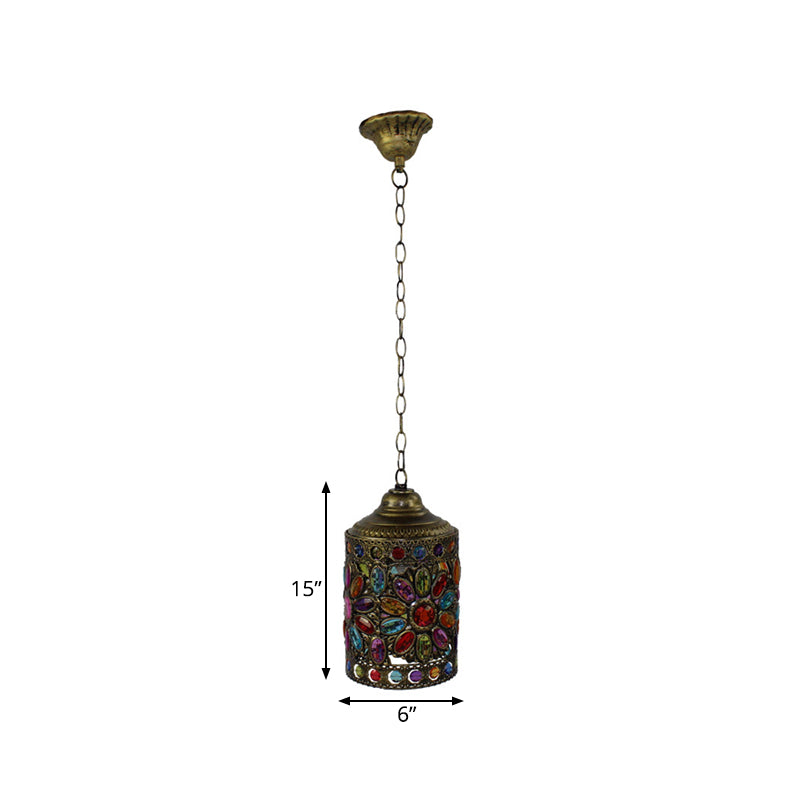 Metal Brass Suspended Lighting Fixture Cylindrical 6