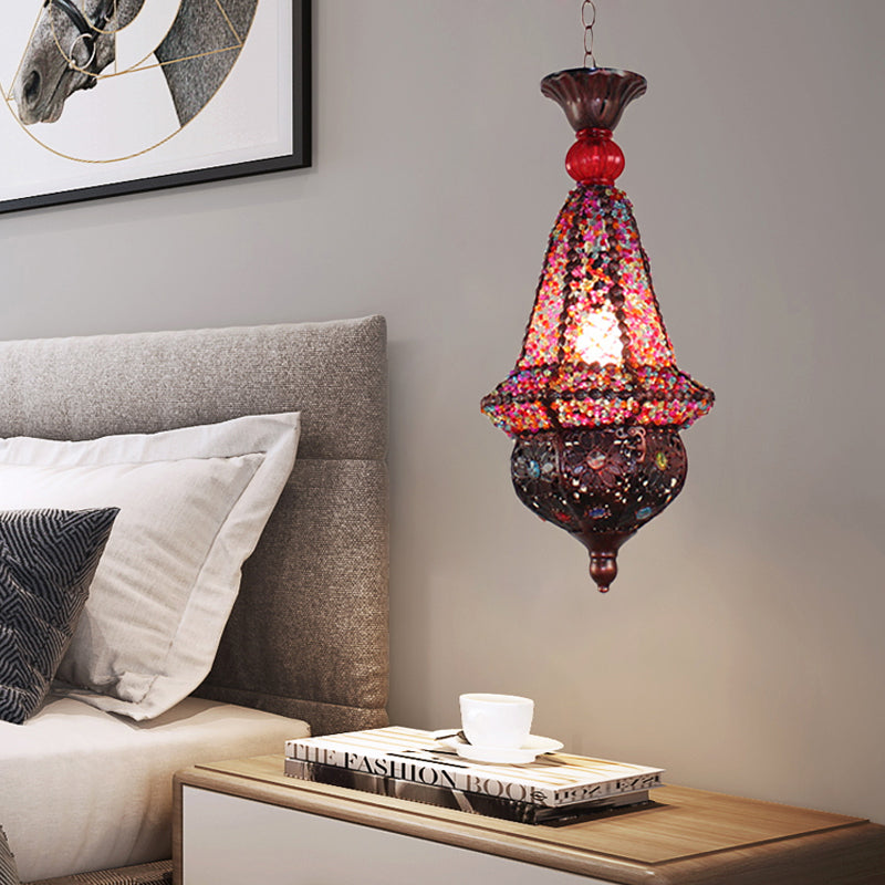 Lantern Restaurant Pendant Lamp Decorative Metal 1 Head Copper Hanging Ceiling Light Clearhalo 'Ceiling Lights' 'Pendant Lights' 'Pendants' Lighting' 392816