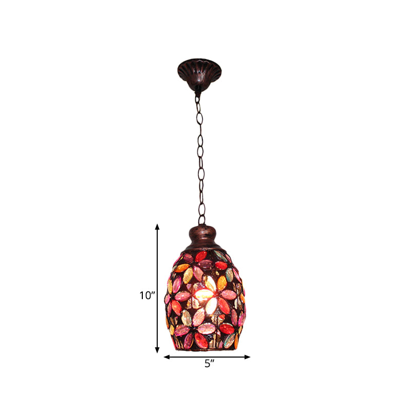 Decorative Dome Hanging Light Fixture 1 Bulb Metal Drop Pendant in Orange/Purple/Pink for Bedroom Clearhalo 'Ceiling Lights' 'Pendant Lights' 'Pendants' Lighting' 392829