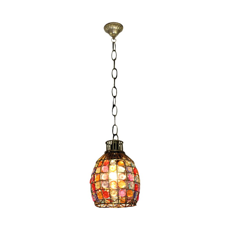 Decorative Dome Hanging Light Fixture 1 Bulb Metal Drop Pendant in Orange/Purple/Pink for Bedroom Clearhalo 'Ceiling Lights' 'Pendant Lights' 'Pendants' Lighting' 392833