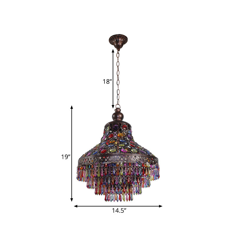 3 Heads Teardrop Chandelier Lighting Bohemian Bronze Metal Suspension Lamp for Living Room Clearhalo 'Ceiling Lights' 'Chandeliers' Lighting' options 393000