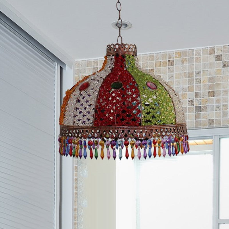 Decorative Bowl Pendant Chandelier 3/6 Bulbs Metal Down Lighting in Orange/Green/Taupe, 14.5