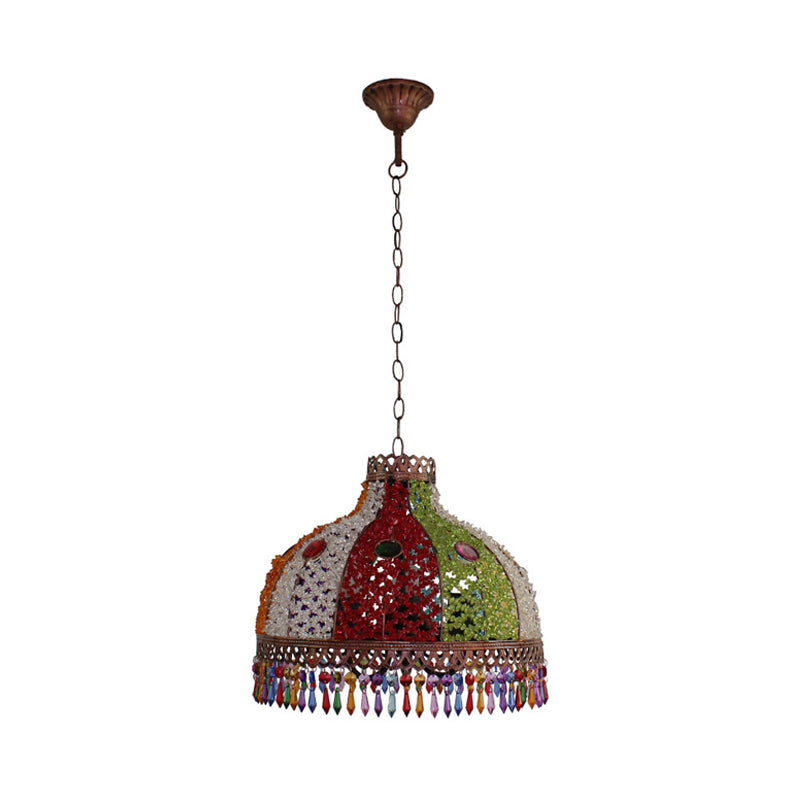 Decorative Bowl Pendant Chandelier 3/6 Bulbs Metal Down Lighting in Orange/Green/Taupe, 14.5