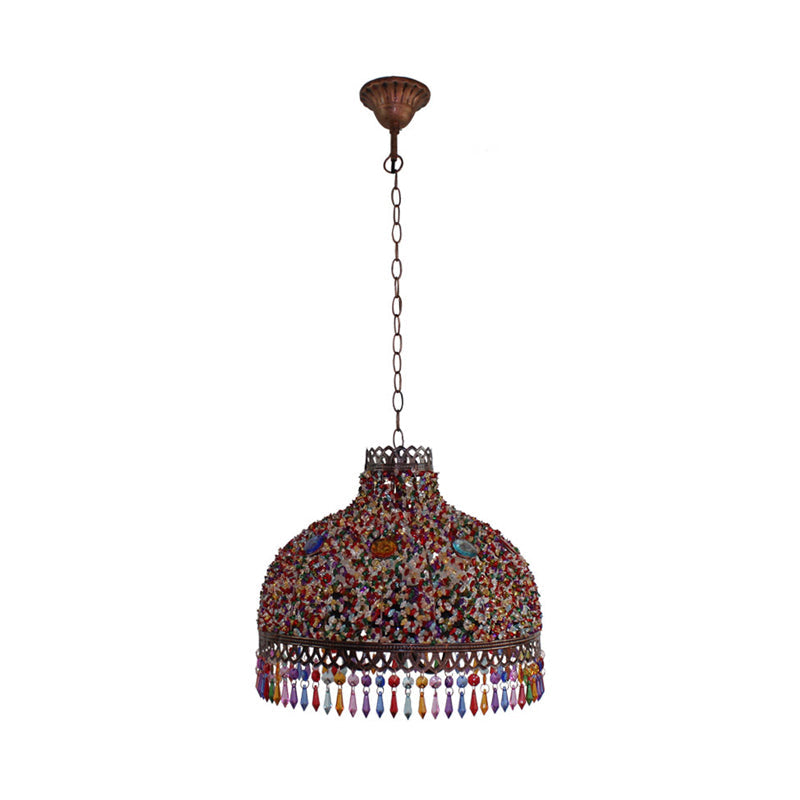 Decorative Bowl Pendant Chandelier 3/6 Bulbs Metal Down Lighting in Orange/Green/Taupe, 14.5