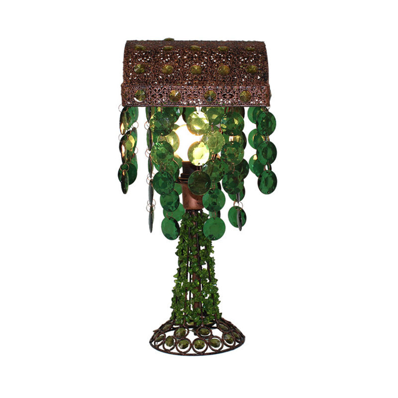 Bohemian Cascade Night Table Lamp 1 Bulb Metal Nightstand Lighting in Green for Bedroom Clearhalo 'Lamps' 'Table Lamps' Lighting' 393134