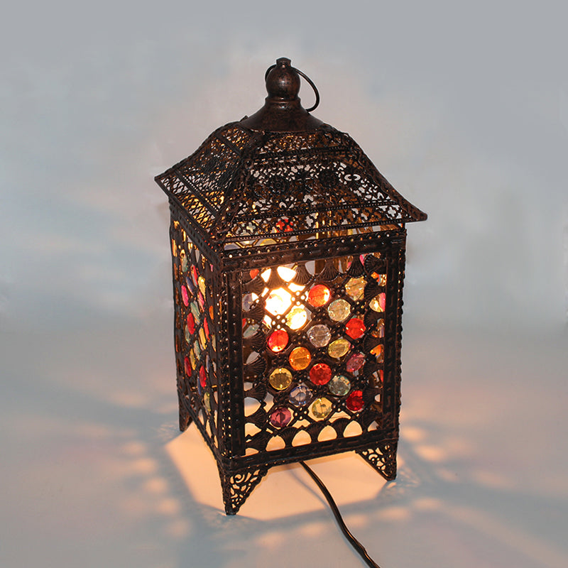 Metal Black/Brass Night Table Light Pavilion 1 Light Bohemian Nightstand Lamp for Bedroom Clearhalo 'Lamps' 'Table Lamps' Lighting' 393253