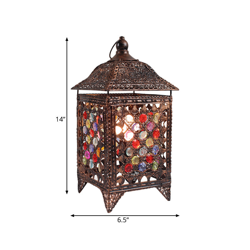 Metal Black/Brass Night Table Light Pavilion 1 Light Bohemian Nightstand Lamp for Bedroom Clearhalo 'Lamps' 'Table Lamps' Lighting' 393254