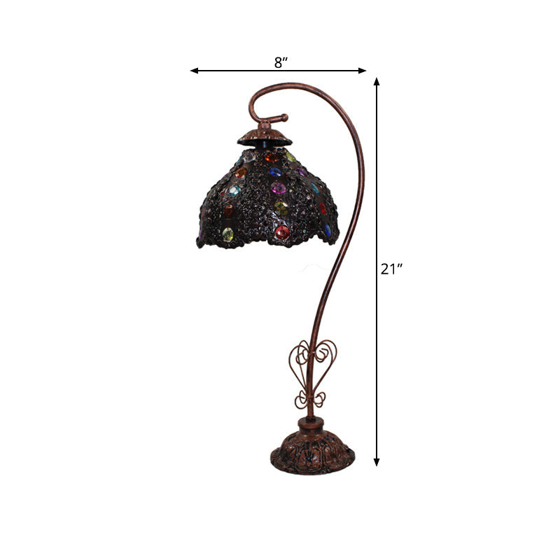 Bohemian Scalloped Night Lighting 1 Head Metal Nightstand Lamp in Black for Study Room Clearhalo 'Lamps' 'Table Lamps' Lighting' 393317