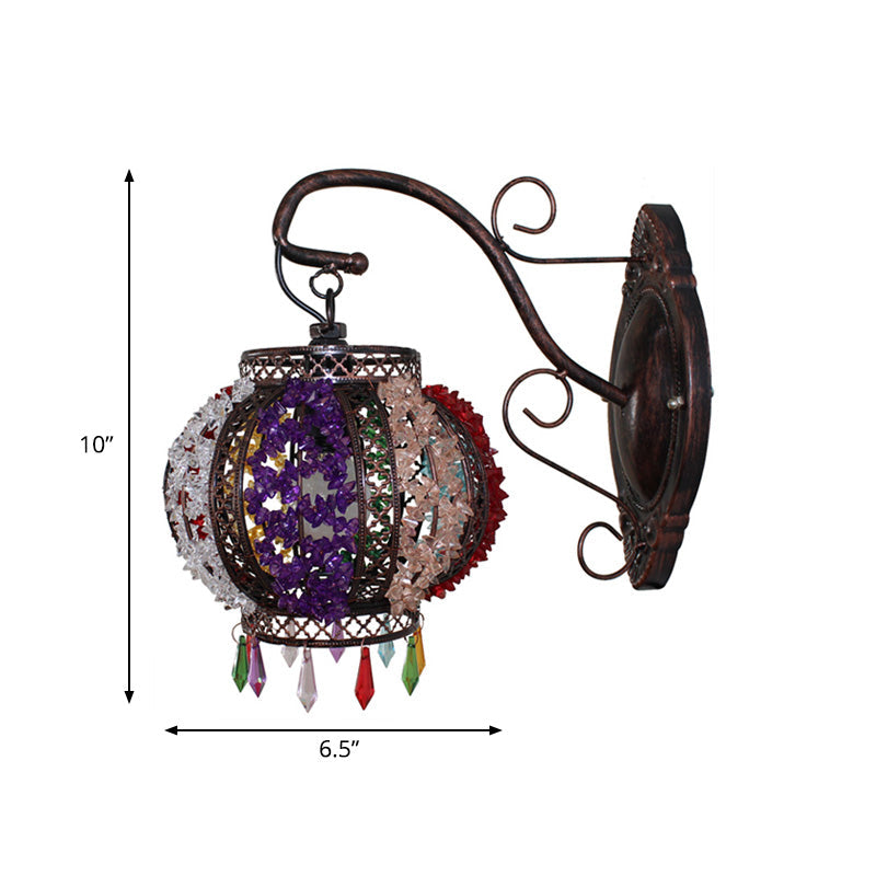 Metal Rust Wall Lighting Fixture Globe 1 Head Traditional Wall Sconce Light for Living Room Clearhalo 'Wall Lamps & Sconces' 'Wall Lights' Lighting' 393396