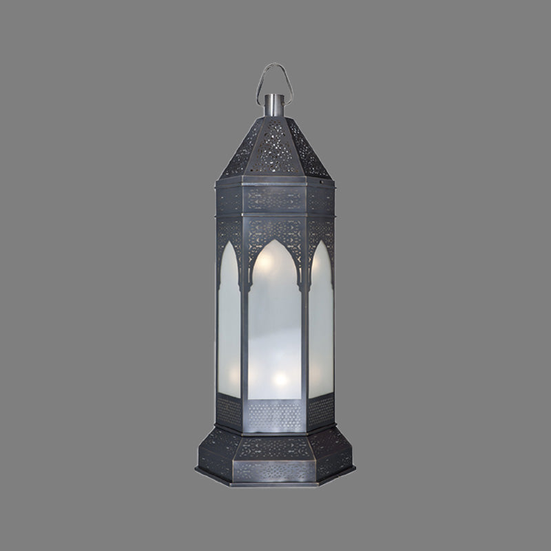 Vintage Tower Desk Light 3 Lights Metallic Nightstand Lamp in Grey with Opal Glass Shade Clearhalo 'Lamps' 'Table Lamps' Lighting' 393477