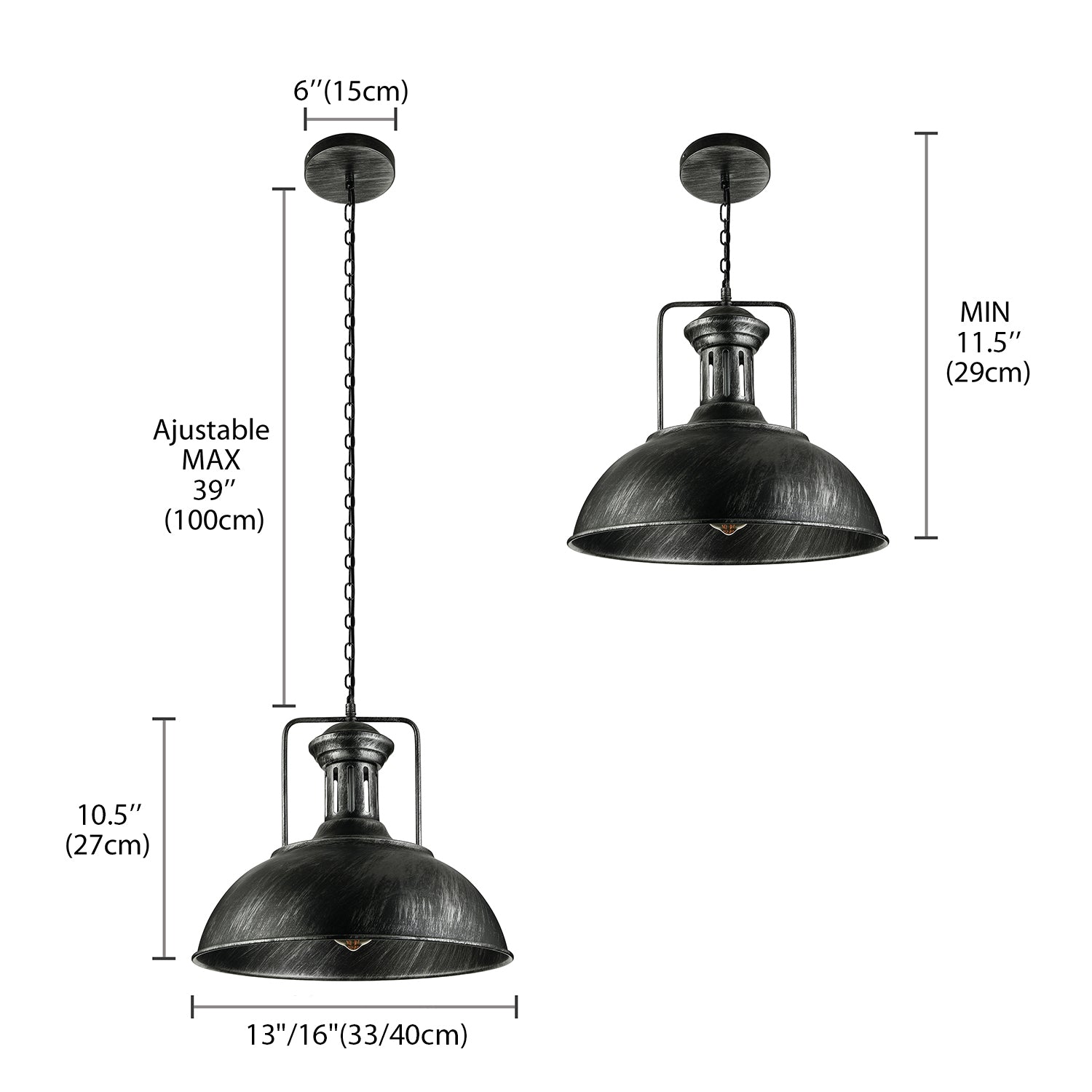 Black/Bronze/Brass Bowl Pendant Lighting Rustic Stylish Metal 1 Light Restaurant Hanging Lamp, 13