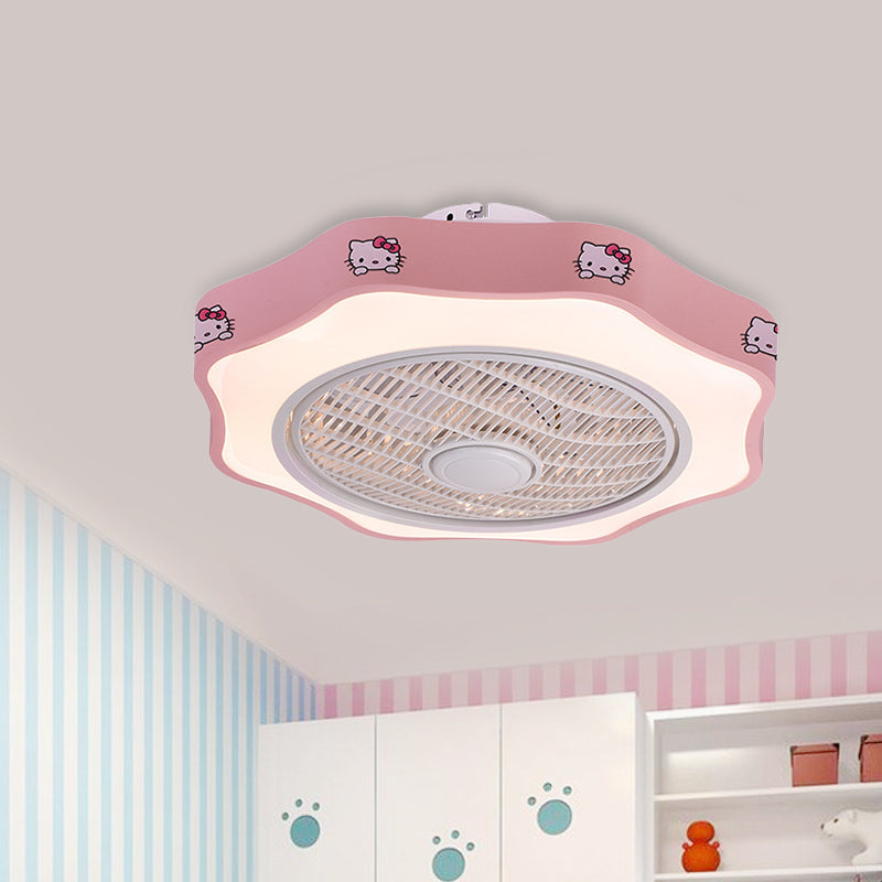 Flower Shape Bedroom Semi Flush Lighting Kids Acrylic Pink/Blue/White 19.5