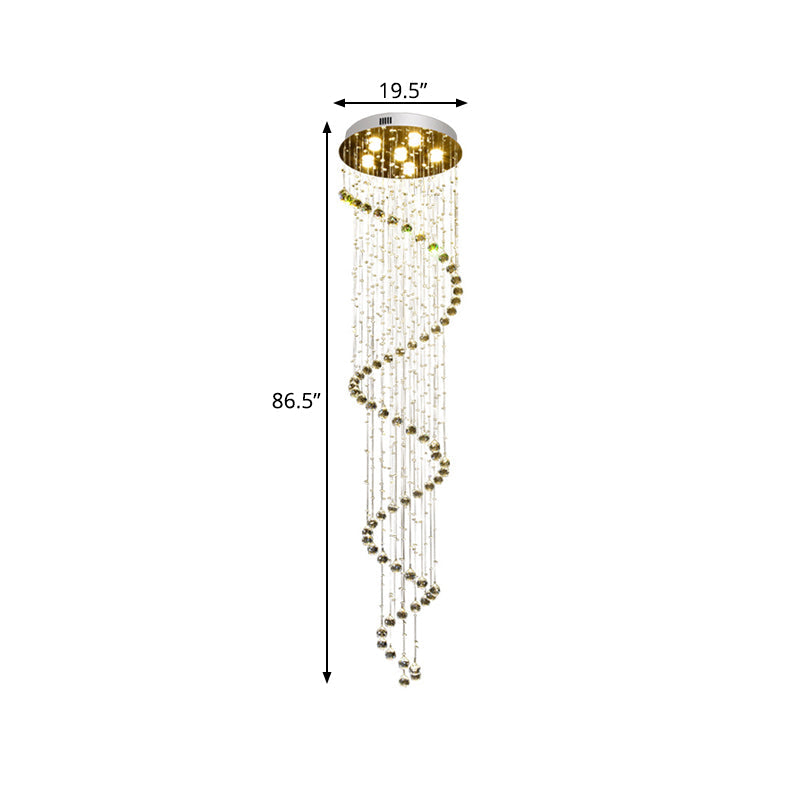 Crystal Gold Multi Light Pendant Spiral 6-Head Contemporary LED Hanging Lamp Fixture Clearhalo 'Ceiling Lights' 'Modern Pendants' 'Modern' 'Pendant Lights' 'Pendants' Lighting' 398685