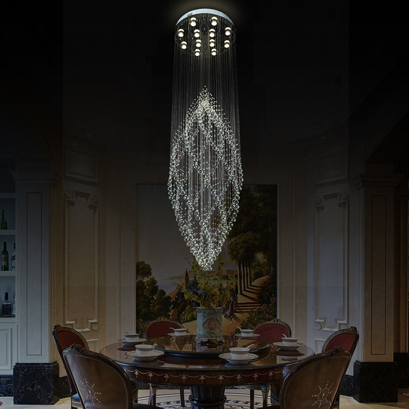 Silver Twirling Ceiling Light Modern Crystal 12-Bulb Stair LED Multi Pendant Chandelier Clearhalo 'Ceiling Lights' 'Modern Pendants' 'Modern' 'Pendant Lights' 'Pendants' Lighting' 398838