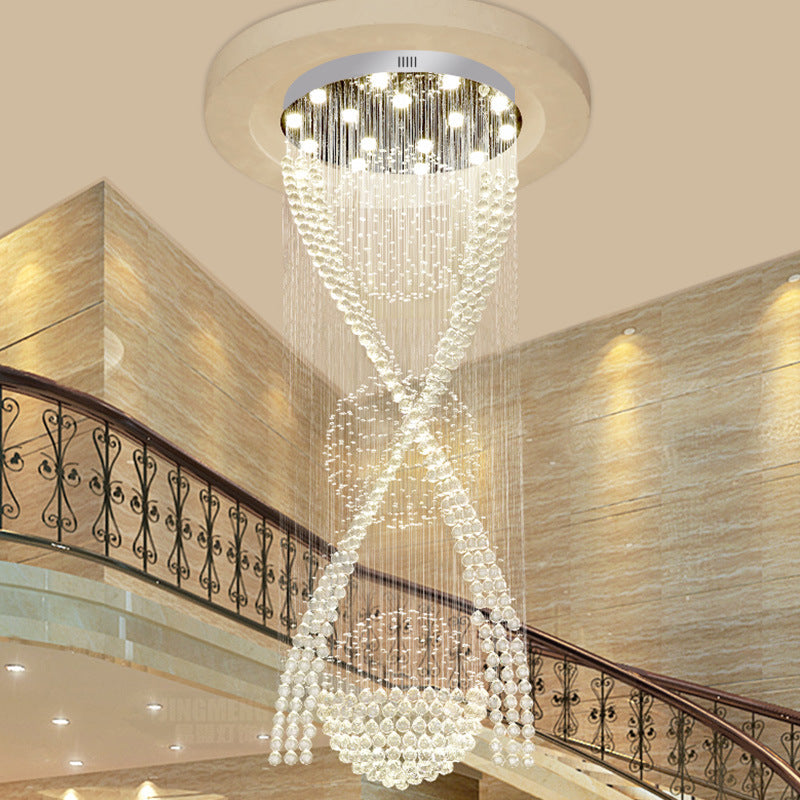 Crystal Spiraling Multi Light Pendant Modernist 15 Lights Living Room LED Hanging Lamp in Silver Clearhalo 'Ceiling Lights' 'Modern Pendants' 'Modern' 'Pendant Lights' 'Pendants' Lighting' 398842