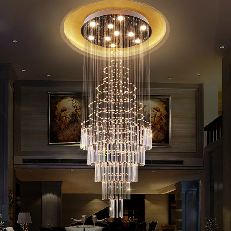 Orbs and Rods Crystal Drop Lamp Modern 10 Bulbs Living Room LED Multi Ceiling Light Clearhalo 'Ceiling Lights' 'Modern Pendants' 'Modern' 'Pendant Lights' 'Pendants' Lighting' 398852