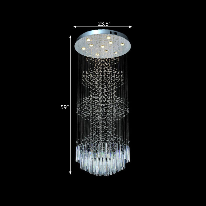 Modern Orbs and Rods Ceiling Lamp 10 Lights Crystal LED Multi Hanging Light Fixture in Silver Clearhalo 'Ceiling Lights' 'Modern Pendants' 'Modern' 'Pendant Lights' 'Pendants' Lighting' 398865