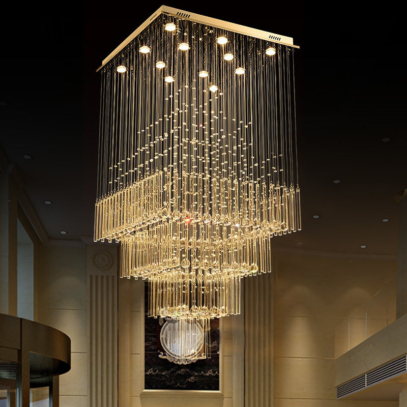 13 Lights Crystal Suspension Lamp Contemporary Silver Orbs and Rods Stair LED Cluster Pendant Light Clearhalo 'Ceiling Lights' 'Modern Pendants' 'Modern' 'Pendant Lights' 'Pendants' Lighting' 398877