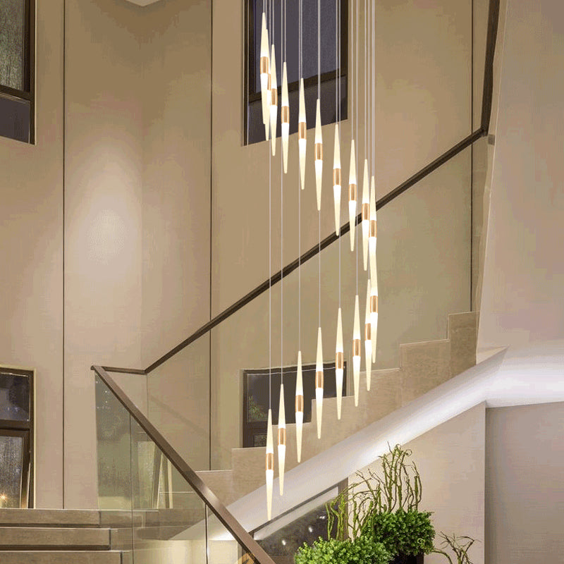 Acrylic Spiral Hanging Lighting Modernist 8/12/18 Lights Stair LED Multi Lamp Pendant in White Clearhalo 'Ceiling Lights' 'Modern Pendants' 'Modern' 'Pendant Lights' 'Pendants' Lighting' 398888