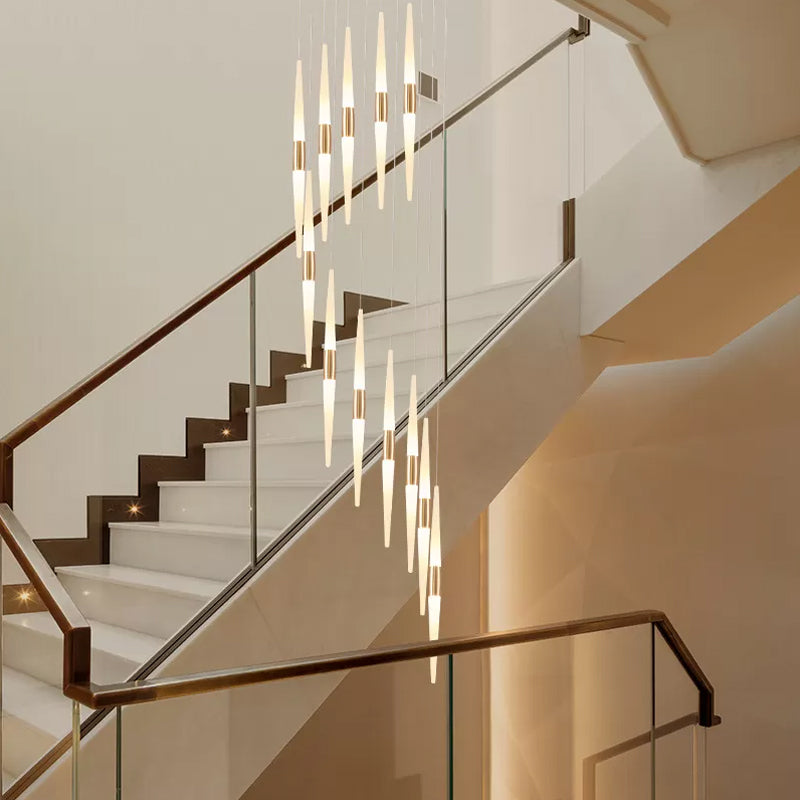 Acrylic Spiral Hanging Lighting Modernist 8/12/18 Lights Stair LED Multi Lamp Pendant in White 12 White Clearhalo 'Ceiling Lights' 'Modern Pendants' 'Modern' 'Pendant Lights' 'Pendants' Lighting' 398891