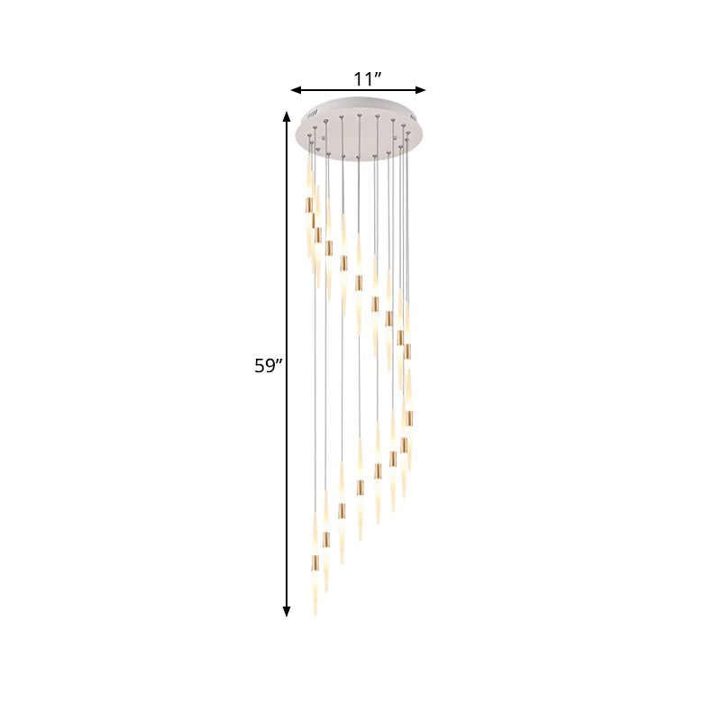 Acrylic Spiral Hanging Lighting Modernist 8/12/18 Lights Stair LED Multi Lamp Pendant in White Clearhalo 'Ceiling Lights' 'Modern Pendants' 'Modern' 'Pendant Lights' 'Pendants' Lighting' 398894