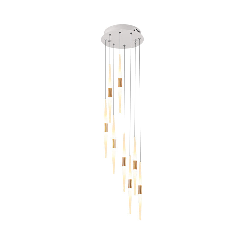 Acrylic Spiral Hanging Lighting Modernist 8/12/18 Lights Stair LED Multi Lamp Pendant in White 8 White Clearhalo 'Ceiling Lights' 'Modern Pendants' 'Modern' 'Pendant Lights' 'Pendants' Lighting' 398895