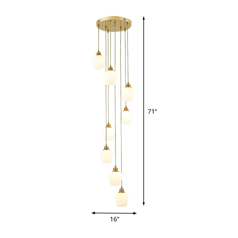 8 Lights Tulips Shade Hanging Lamp Modernist White Glass Multi Light Pendant Chandelier Clearhalo 'Ceiling Lights' 'Glass shade' 'Glass' 'Modern Pendants' 'Modern' 'Pendant Lights' 'Pendants' Lighting' 398984