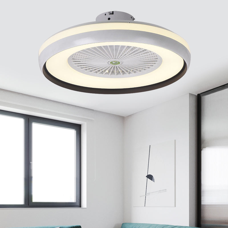 Round Bedroom Semi Flush Light Fixture Contemporary Acrylic Grey/Dark Coffee/Champagne 23.5