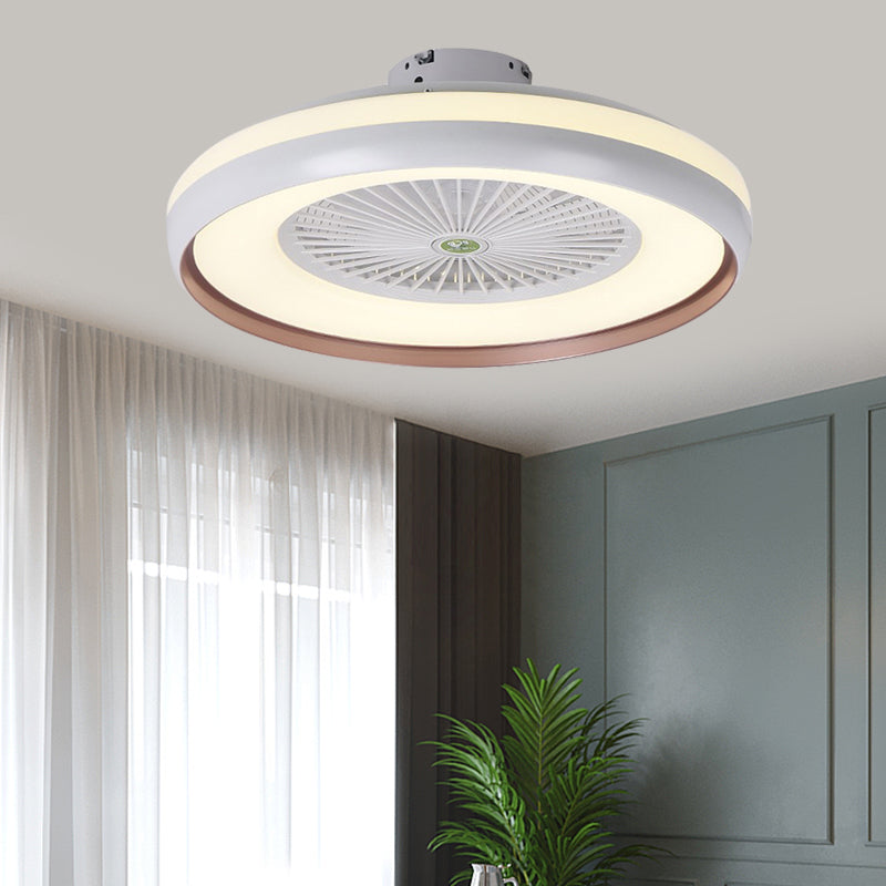 Round Bedroom Semi Flush Light Fixture Contemporary Acrylic Grey/Dark Coffee/Champagne 23.5