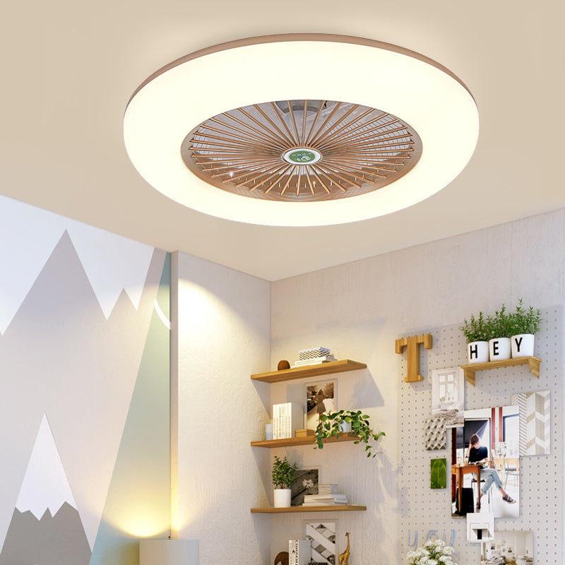 Doughnut Metal Fan Light Fixture Simple Bedroom 21.5