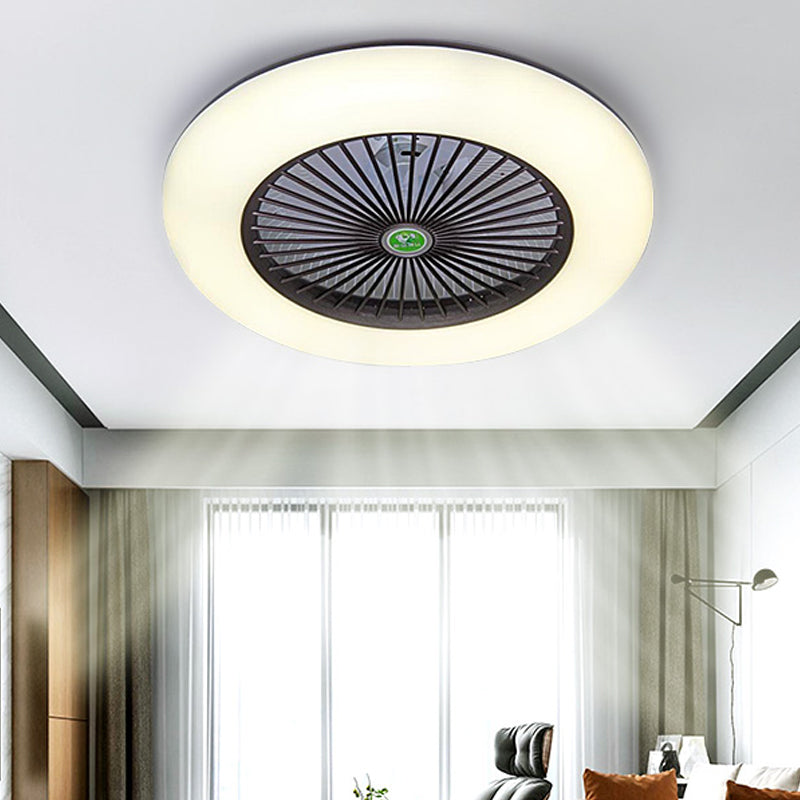 Doughnut Metal Fan Light Fixture Simple Bedroom 21.5