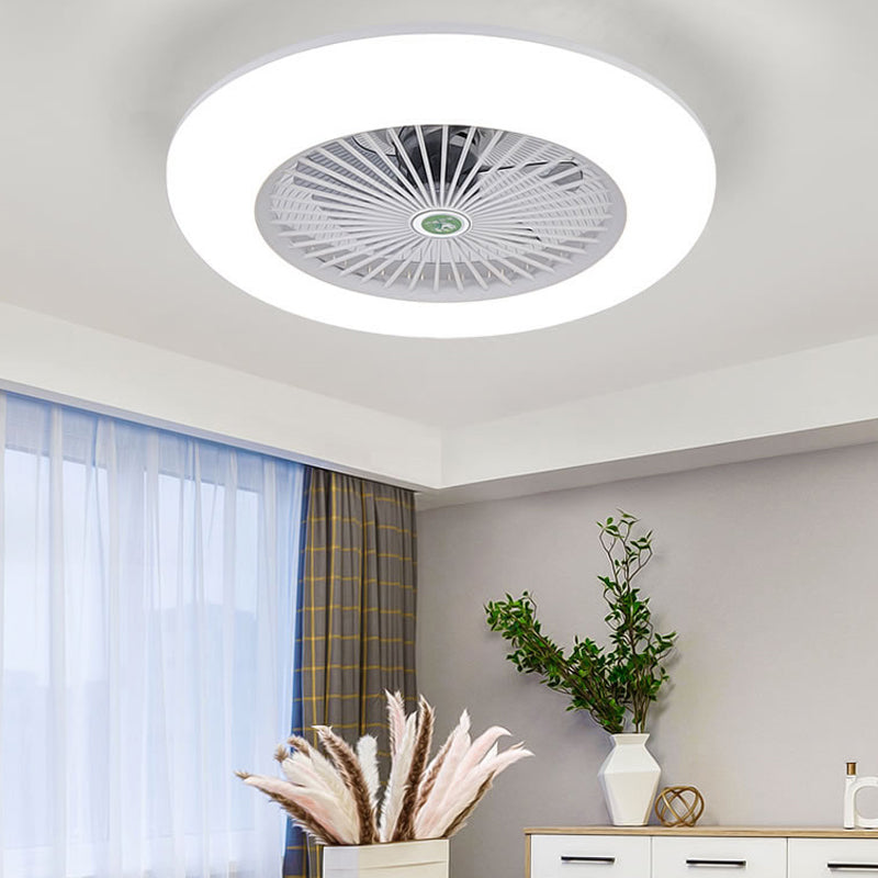 Doughnut Metal Fan Light Fixture Simple Bedroom 21.5