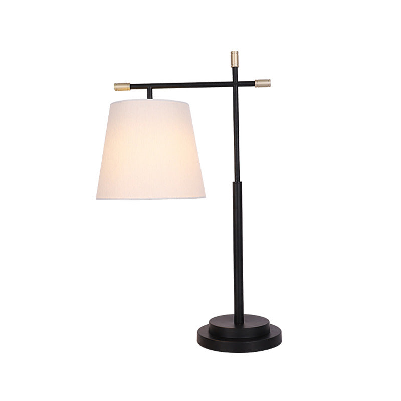 1 Head Bedroom Table Light Modern Black Nightstand Lamp with Tapered Fabric Shade Clearhalo 'Lamps' 'Table Lamps' Lighting' 399381